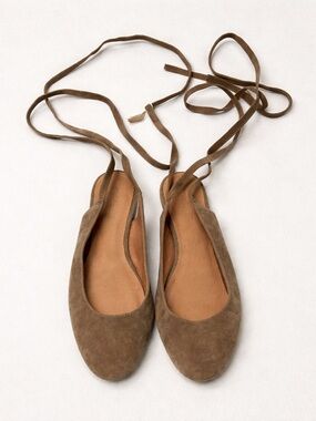 Madewell Brown Suede Lace-Up Ballet Flats
